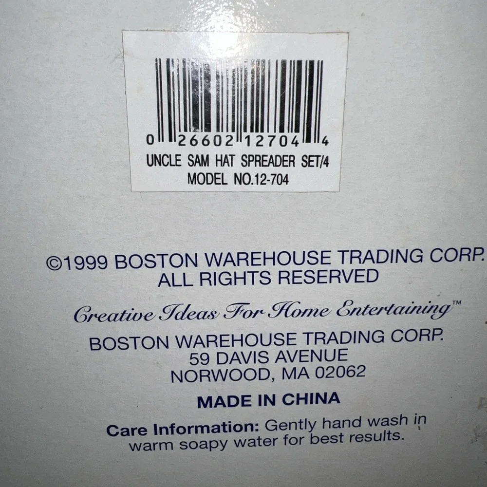 Vintage BOSTON WAREHOUSE Uncle Sam Hat Cheese Spreaders Set of 4 July 4th Decor